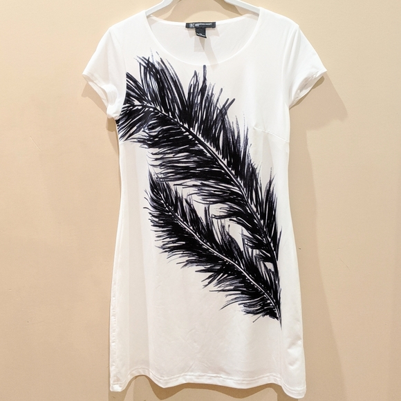INC Petite Feather Print T-Shirt Dress - Picture 2 of 6